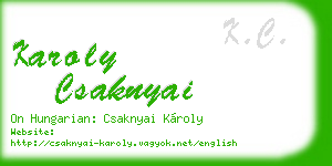 karoly csaknyai business card