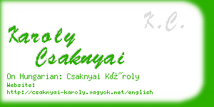 karoly csaknyai business card